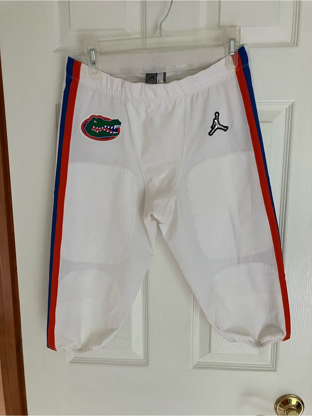 Nike White Football Pants with Blue & Orange Side Stripes